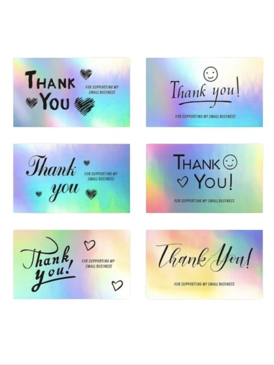 Other - Holographic Thank You Cards for Small Business - Assorted - 12 Pack